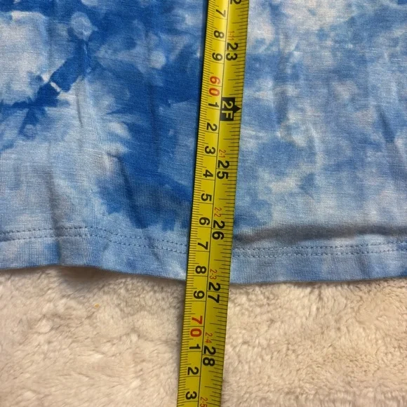 World Unity Top Large Blue White Tie-Dye Tunic Top Lace Trim & Detail Boho - Picture 13 of 15